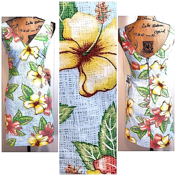 TOES ON THE NOSE🏄🏽‍♀️🏄🏽‍♀️Light blue, coral & yellow Hibiscus Sundress NWT SZ S - Picture 10 of 15